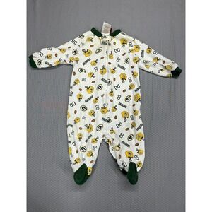 NFL Team Apparel Green Bay Packers Infant Full Zip Footed Sleeper Pajamas 3-6M